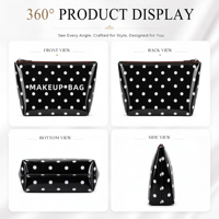 Nouvelle trousse de toilette personnalisée en PVC imperméable à motif à pois, organiseur de maquillage, pochette cosmétique