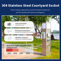 Marina PE Standfuß Outdoor Multifunktionale Stromversorgungssäule Industrielle 304 Edelstahl Wasserdichte Steckdosenleiste für Docks