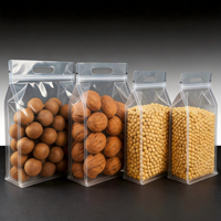 Sacs d'emballage alimentaire personnalisés en plastique transparent thermoscellable avec fermeture éclair, fond plat et poignée pour petites entreprises