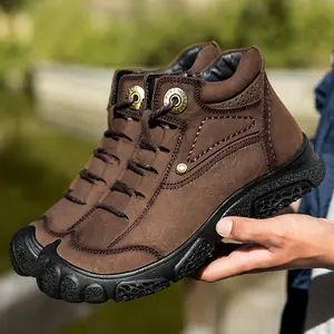 Caminar zapatos al aire libre senderismo marrón Talla 46 TeX cuero flojo plantilla suela de goma
