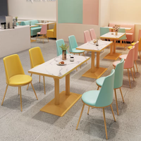 Ensemble table et chaises de restaurant en mousse haute densité et métal, durable, prix usine, pour restaurant, café, salon de thé