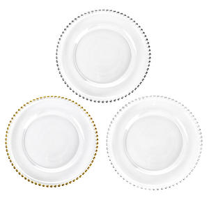 Platos <span class=keywords><strong>de</strong></span> Presentación <span class=keywords><strong>de</strong></span> Lujo <span class=keywords><strong>de</strong></span> 13 Pulgadas, <span class=keywords><strong>de</strong></span> Vidrio Transparente <span class=keywords><strong>con</strong></span> Borde Dorado, para Decoración <span class=keywords><strong>de</strong></span> Mesa en Bodas, Fiestas y Banquetes - Product Image 5