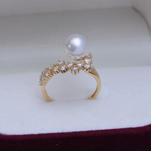 Anillo de Plata S925 con Perla Redonda Blanca de 8-9 mm de Zhuji Danshui, Luz Intensa y Pequeñas Imperfecciones, Diseño Abierto para Venta al por Mayor - Product Image 2
