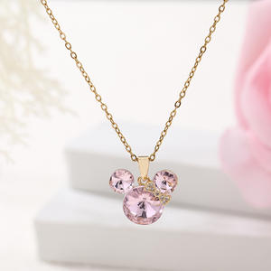 Collana HX134 in Acciaio Inox con Ciondolo a Forma di Mickey con Fiocco, Gioiello di Alta Qualità Multicolore per Donne - Product Image 3