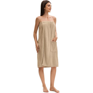 Wholesale Custom logo Shower <strong>Wrap</strong> Robe Spa Bathrobe Adjustable <strong>Velcro</strong> Microfiber <strong>Towel</strong> Bathrobe <strong>Towel</strong> Dress - Product Image 5