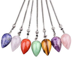 Péndulo de Cristal de <span class=keywords><strong>Cuarzo</strong></span> Natural para Radiestesia, Cristales Irregulares Espirituales, Suministros de Brujería, Piedra Preciosa Tallada para Adivinación y Amor - Product Image 1