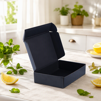 Boîte d'expédition noire vierge personnalisée avec impression couleur, en carton ondulé, faible MOQ, pliable, pour emballage cadeau