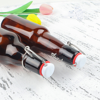 Bouteille de vin ou de bière en verre ambré vide de qualité alimentaire 330 ml 33 cl avec bouchon à bascule
