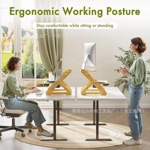 Wooden Desktop Keyboard Stand 2 Tier Portable Adjustable Height <b>Computer</b> <b>Desk</b> Organizer With Monitor Support And Storage Shelf - Product Image 3