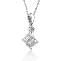 Collier tendance en argent 925 avec pendentif en moissanite taille princesse