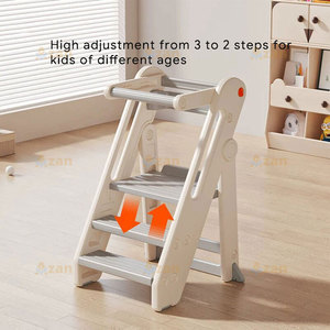Taburete de Cocina Plegable de Plástico con Altura Ajustable para Niños Pequeños, Torre de Aprendizaje Montessori Plegable, Torre de Apoyo para Baño - Product Image 4