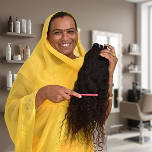 Extensiones de cabello humano indio de templo alineado con cutícula, mechones de Virgen cruda rizada de Color Natural sin procesar 100% - Product Image 1