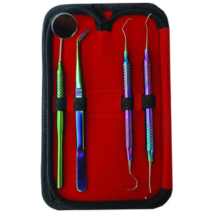 Kit d'examen dentaire manuel en acier de haute qualité, revêtement plasma arc-en-ciel, certifié CE, instruments d'hygiène de classe II - Product Image 1