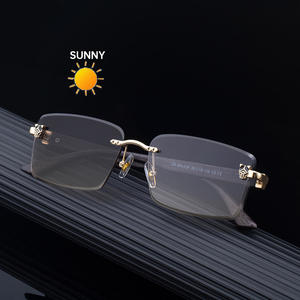 Gafas de Sol Partagas al por Mayor, Diseño Retro, Logotipo Personalizado, Sin Montura, Fotocromáticas, Patillas con Efecto Madera, Protección UV400 para Hombre - Product Image 3