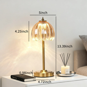 <b>Led</b> Table Lamp With Glass Shade Touch Control Warm White <b>Light</b> For Bedroom Nightstand Decor - Product Image 2