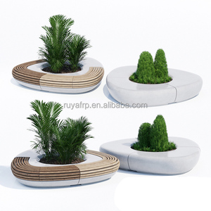 Decoración de Interior de calle al aire libre, muebles urbanos, Salón paramétrico, Banco de árbol redondo de madera con plantas - Product Image 4