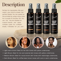 Custom Box Vegan Semi-permanent Light Medium Dark Brown Match Skin Tone Hidden Lace Tint Spray for Frontal Closure Wigs