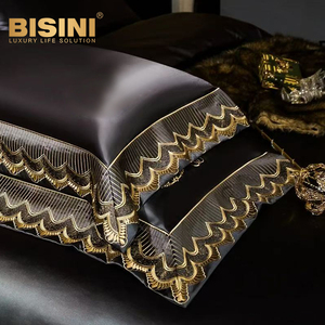 High-end <strong>Grey</strong> Embroidered Modern Bed Sheet Cover High-precision Silk <strong>Light</strong> Luxury Four Piece Set of Pure Cotton <strong>Bedding</strong> - Product Image 4