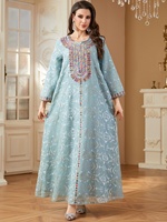 Nouvelles Abayas brodées de Dubaï pour femmes, robe de soirée maxi musulmane, kaftan turc, djellaba, jalabiya islamique, robes marocaines