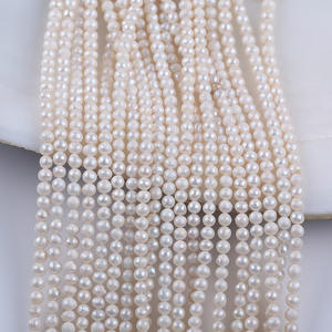 Promoción por Tiempo Limitado: Perlas Redondas de Agua Dulce Blancas AK de 4-4.5mm, Naturales, Sueltas, para Collar DIY, Color Perla - Product Image 1