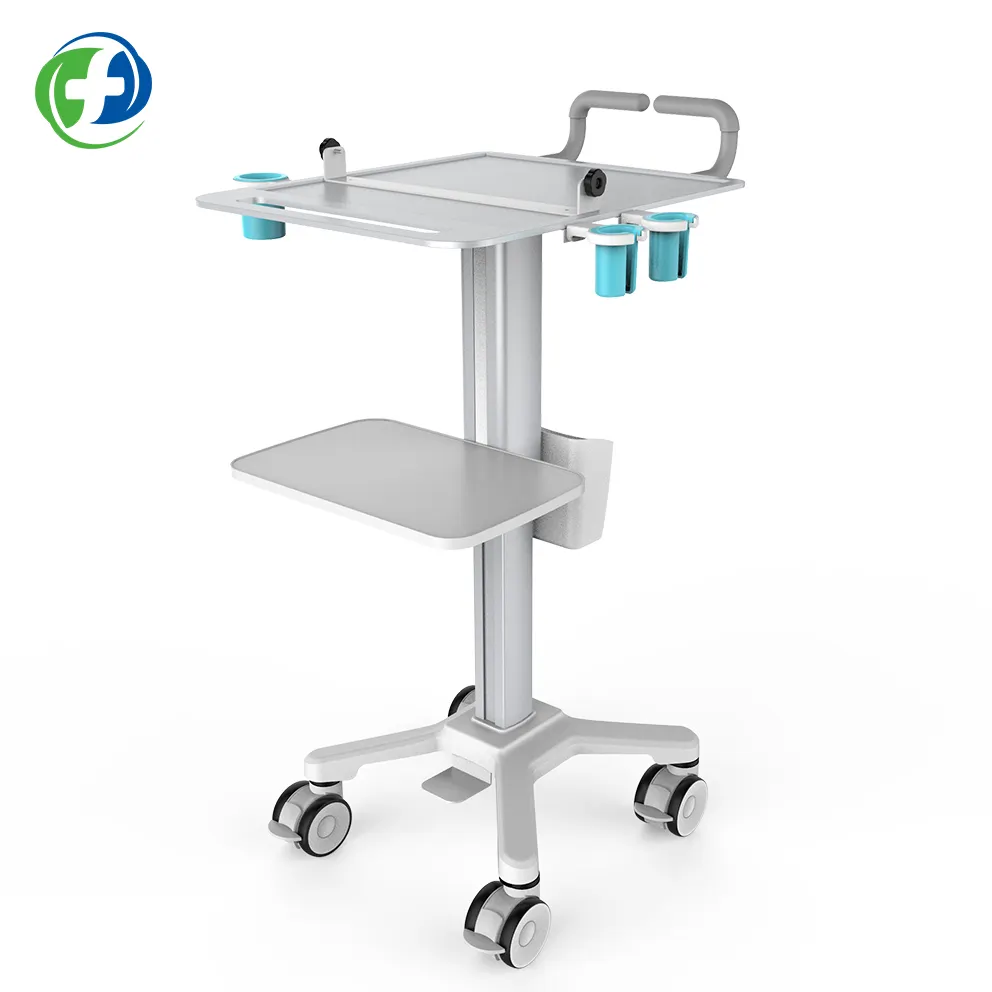 Hospital mobile 4 wheels workstation nursing trolley industrial machine ultrasound