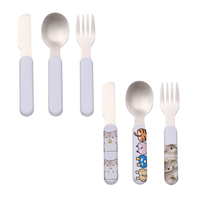 Ensemble de couverts jetables en acier inoxydable pour enfants sur le thème de Noël, 3 pièces, cuillère, fourchette, couteau, motif de dessin animé, design minimaliste, camping