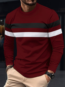 Camicia da uomo autunno e inverno girocollo a maniche lunghe con colori abbinati Pullover t-Shirt da uomo a maniche lunghe a maniche lunghe - Product Image 6