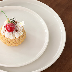 จานสเต็กเซรามิกสไตล์ตะวันตกทรงกลม 7.8 นิ้ว สีขาวมินิมอล ใช้กับเครื่องล้างจานได้ เหมาะสำหรับพาสต้า อาหารเช้า งานเลี้ยง - Product Image 1