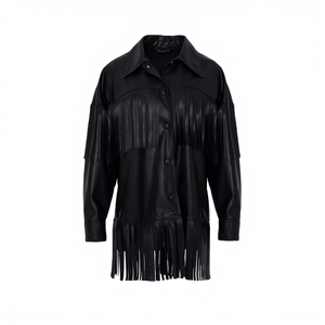 Chaqueta de cuero con cuentas y flecos occidentales de vaquera para mujer-Último diseño, cuero genuino de vaca fino de alta calidad - Product Image 1