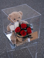 Boîte cadeau en acrylique avec ours en peluche, cadeau romantique pour la Saint-Valentin pour petite amie, rose éternelle, ours éternel en boîte