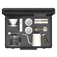 Ensemble de café filtre manuel pour camping et pêche en plein air avec étui en aluminium, moulin à café portable et bouilloire à bec de cygne pour pique-nique, coffret cadeau