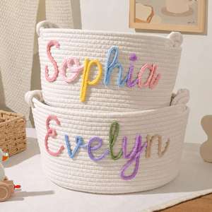 Panier de rangement personnalisé pour jouets de bébé - Panier à linge et à couches pour futures mamans, organisateur de chambre d'enfant en tissu doux - Product Image 5