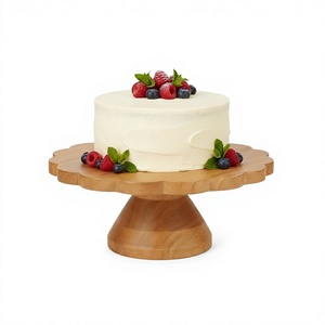 Support à gâteau en bois écologique en forme de fleur, fait main, finition naturelle, passe au lave-vaisselle AZ ENTERPRISES AZE-WCS023 pour dessert - Product Image 1