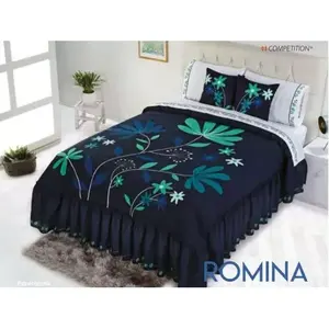 Ensemble de housse de couette Romina King, taille King, broderie florale, literie en coton, style moderne, utilisation toute saison - Product Image 4