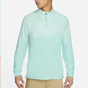 Men's Professional Golf Shirts Manufacturer Made Contrast Jacquard 1/4 Zip Neck Pullover Sweatshirts