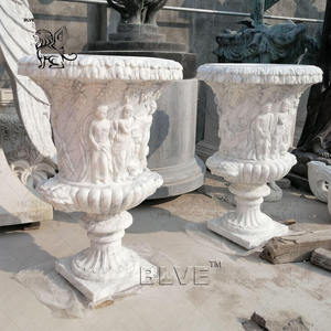 BLVE Custom <strong>Large</strong> Indoor Outdoor Classical Hand Carved Natural Stone <strong>Marble</strong> Flower Pot Garden <strong>Planter</strong> - Product Image 5