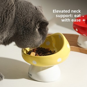 Mignon bol en céramique surélevé en forme de champignon, incliné, anti-vomissement, pour l'alimentation <span class=keywords><strong>et</strong></span> l'eau des chats <span class=keywords><strong>et</strong></span> petits chiens - Product Image 1