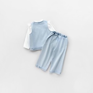 가을 데님 아기옷 세트 자수 3종 아기 여자 바지 캐주얼 단색 아동복 - Product Image 5