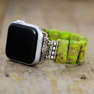 <span class=keywords><strong>Bracelet</strong></span> de montre d'<span class=keywords><strong>Apple</strong></span> élastique naturel: pierre d'empereur et design de mode géométrique élégant idéal pour les cadeaux et les looks de bijoux intelligents quotidiens - Product Image 2