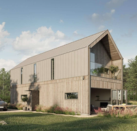 Maison préfabriquée scandinave à toit en pente, éco-responsable, extérieur 2 étages, cabane de vacances avec espace extérieur