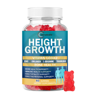 Gummies de soutien à la croissance pour adultes : Zinc, Collagène, Curcuma – Sans gluten – Complément sous marque privée pour la santé quotidienne des os et du système immunitaire