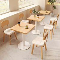 Table à manger en bois massif Style Ins Tables et chaises de magasin de thé au lait cuit Home Cafe Restaurant Meubles en bois tissé en rotin