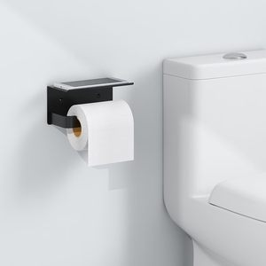 Support mural pratique à un niveau sans perçage pour papier toilette et téléphone portable, en plastique, pour salon moderne - Product Image 4