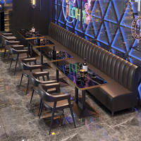 Ensemble de mobilier de luxe en cuir et marbre pour hôtel, café, bar commercial et restaurant : canapé, banquette, table et chaises