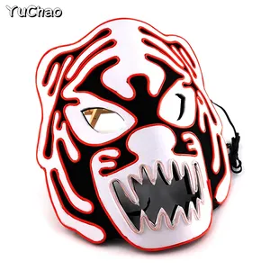 Halloween Scary <strong>Tiger</strong> PVC <strong>Mask</strong> Nightclub Disco Light Decorative EVA Headgear Cosplay Party Face Accessory Halloween Accessory - Product Image 5