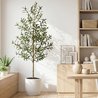 Künstlicher Olivenbaum 180cm mit Früchten zum Fabrikpreis, Premium Schwarzer Topf, UV-Beständig für den Garten