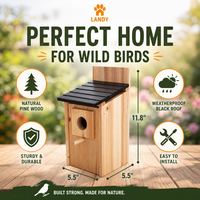 Nichoir à oiseaux en bois personnalisé avec logo, pour l'extérieur, suspendu, avec ventilation supérieure et fond en maille amovible