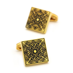 Conjunto de accesorios de joyería de moda Gemelos de lujo chapados en oro al por mayor para hombres - Product Image 5