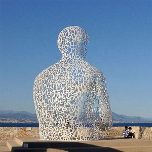 大型定制花园不锈钢金属焊接双燃人形雕像雕塑