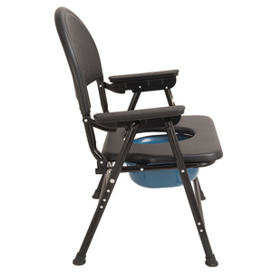 Chaise-commode pliable avec accoudoirs et bac pour personnes âgées et handicapées - Product Image 4